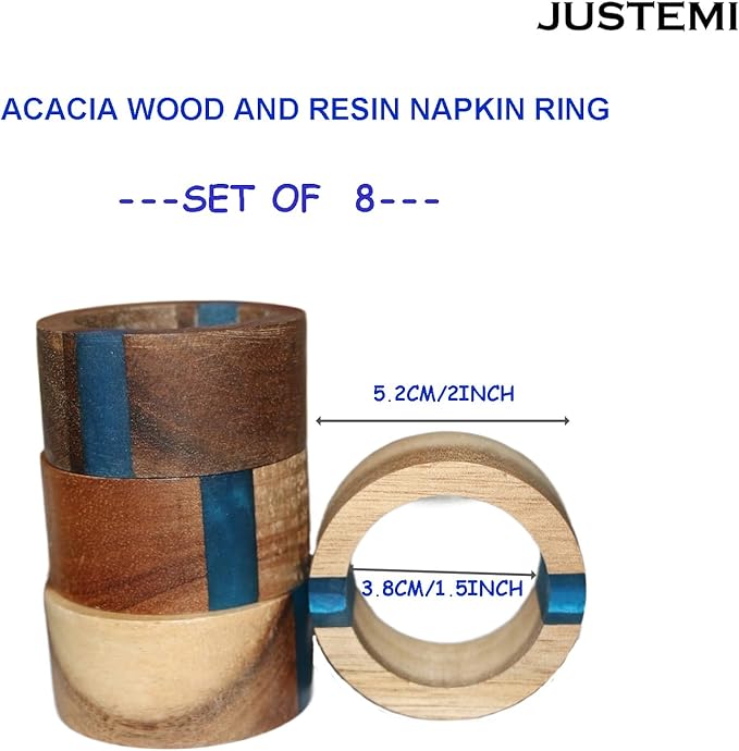 Wooden Napkin Rings Set of 8 for Dinning Table Decor - Image 6