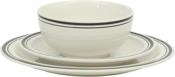 Gibson Home Hometown Diner 12-Piece Porcelain Dinnerware Set, Round Plates and - Image 8