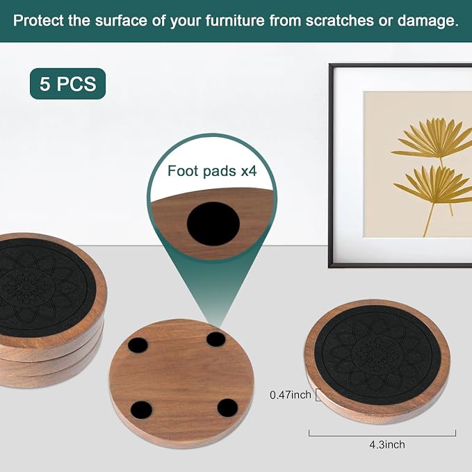 Wood Coasters for Drinks, Minacun Absorbent Coaster Sets of 5, Drinks Coasters - Image 6