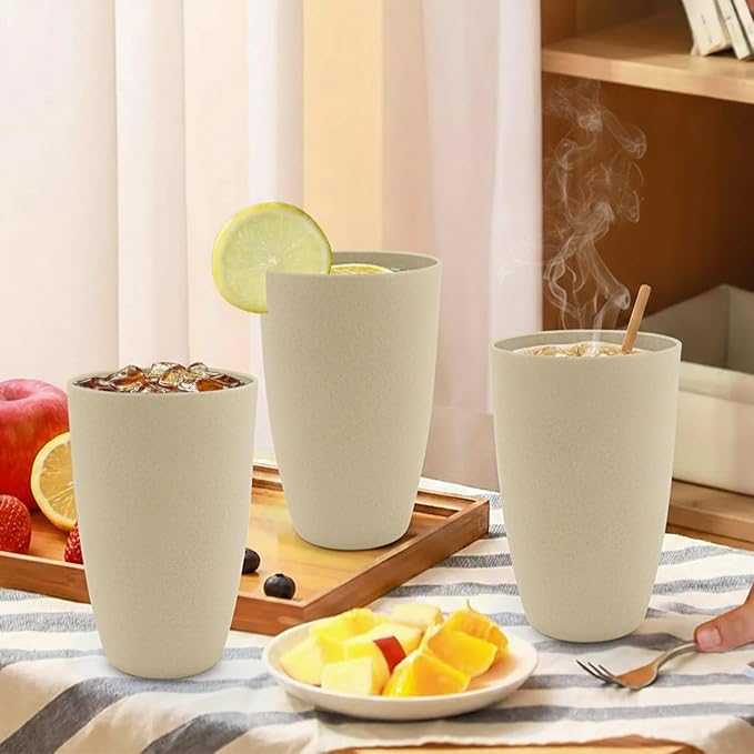 Wheat Straw Cups, 20 OZ Large Cups Set of 6, Unbreakable Drinking Cups - Image 7