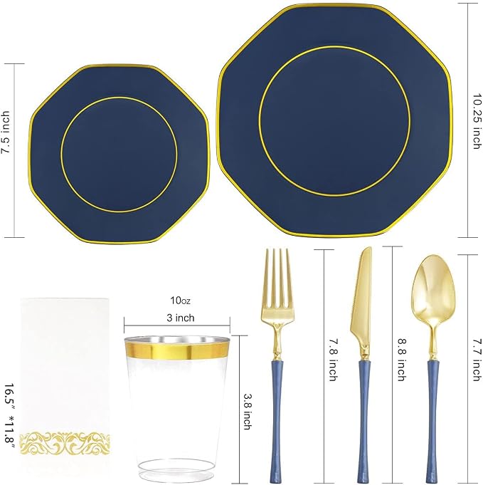 KIRE 140Pcs Blue Plastic Plates - Image 13
