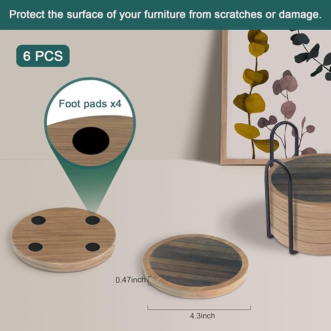 6 Pack Absorbent Coasters Set - Image 6