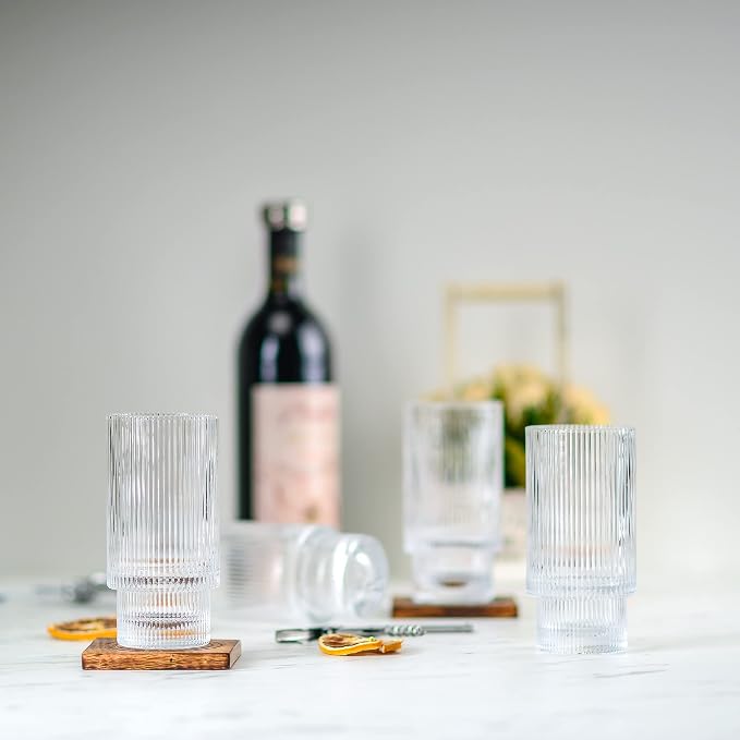 Greenline Goods Ripple Drinking Glasses - 12 oz Modern Kitchen Glassware Set - Image 9