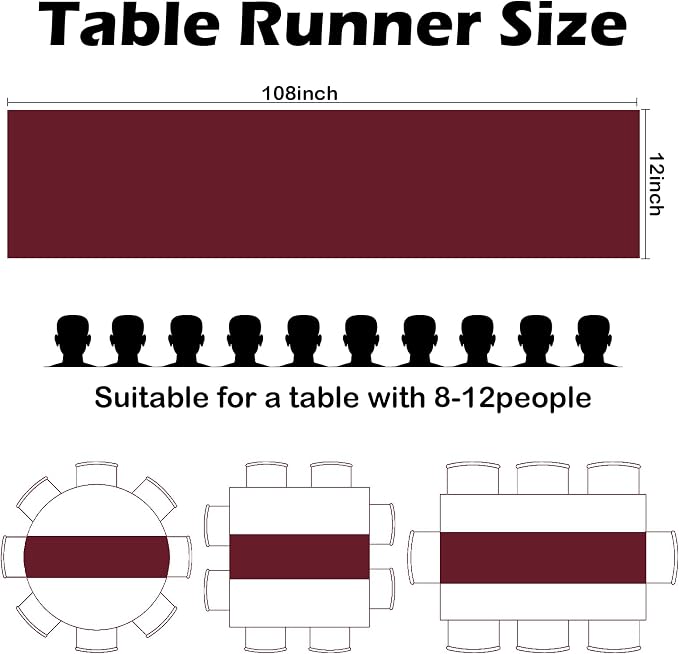 10 Pack Satin Table Runner Burgundy 12x108In Long, Bright Silk Table Runner | - Image 7