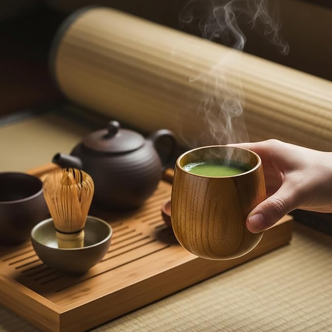 Hiceeden 6 Pack Wooden Tea Cups, 5 Oz Japanese Tea Cups Handmade Natural Wood - Image 9