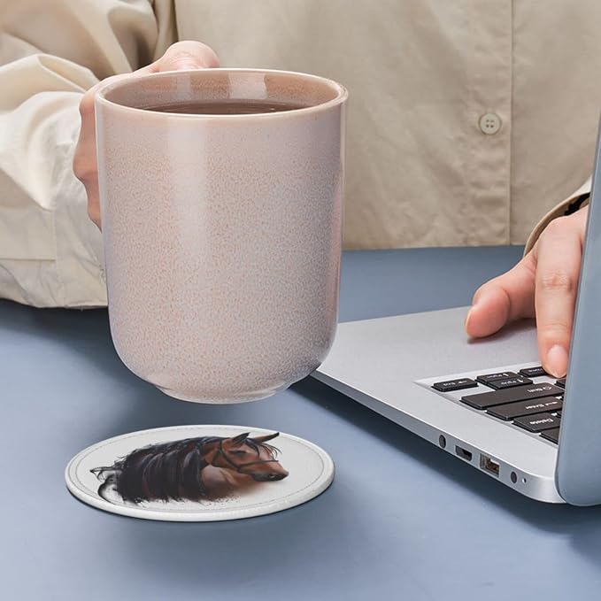 6 Pcs Horse Leather Coasters for Drinks - Image 7