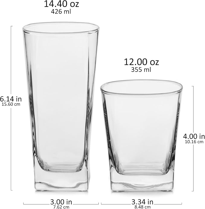 Libbey City Tumbler and Rocks Glass Set, Elegant Drinkware Glasses Set - Image 7