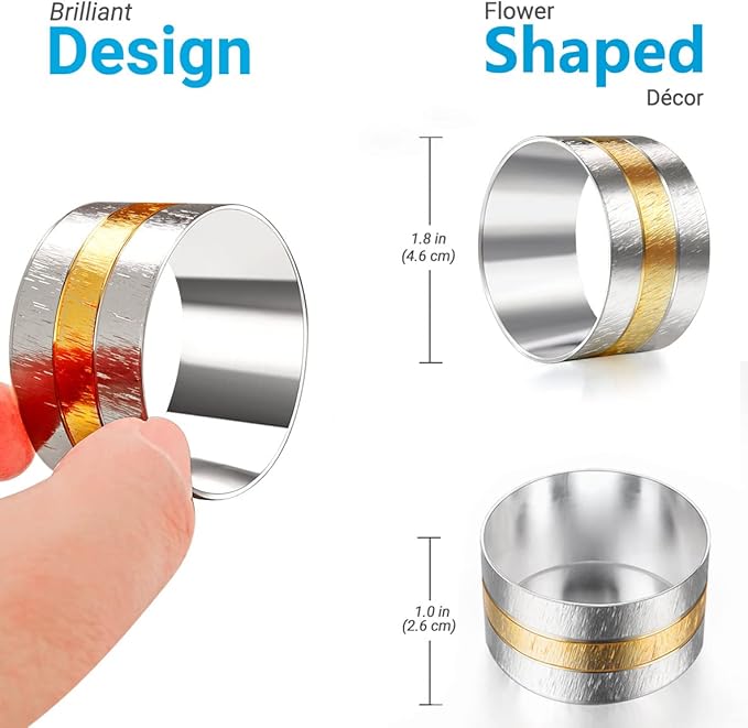 6 Pack Two Tone Textured Napkin Rings Holders Décor Dinner Party Wedding - Image 6