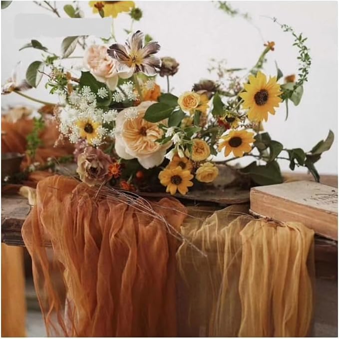 Rust Cheesecloth Table Runner Cheese Cloth Wedding Birthday Party Decor | 10Ft - Image 6