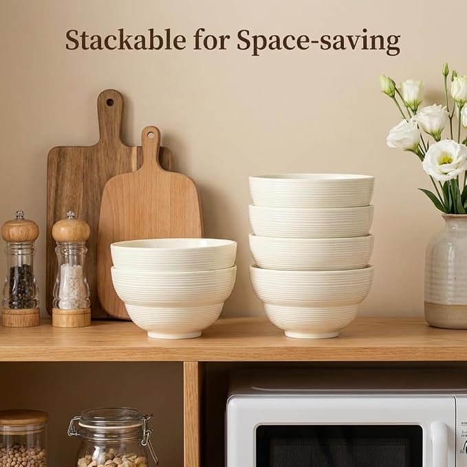 Ceramic Cereal Bowls Set of 6, 24.5 oz Soup Bowls, 6 Inch | Stackable ceramic - Image 8