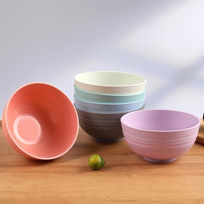 HEYCOME 12 Pcs Unbreakable Cereal Bowls Set, 26 Oz Wheat Straw Bowls Set - Image 7
