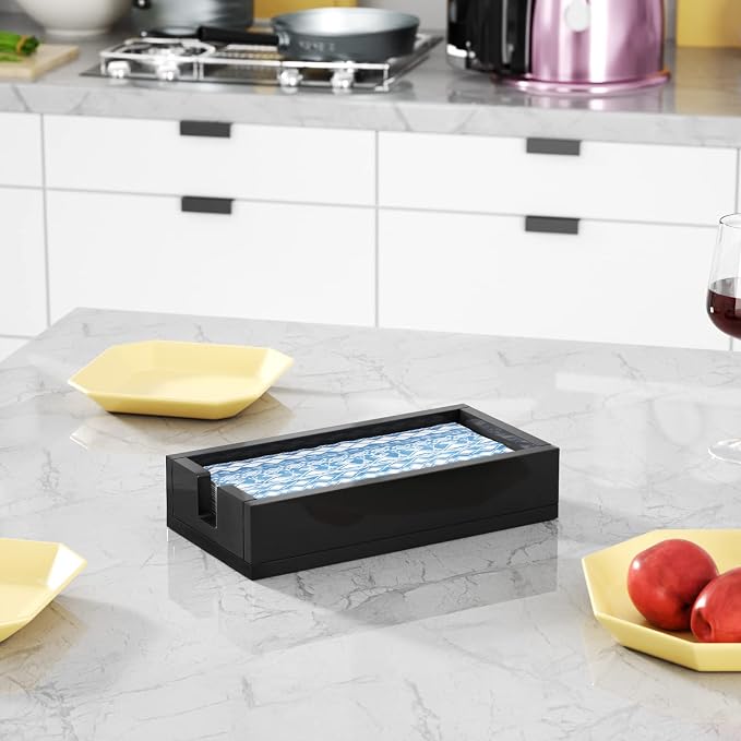 Acrylic Bathroon Napkin Holder, Disposable Hand Towels Tray(Black) | 8mm Thick - Image 7