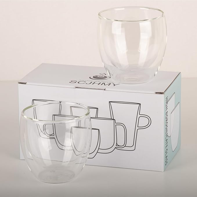 5.5oz Glass Coffee Mugs Set of 2, Double Walled Espresso Cups - Image 6