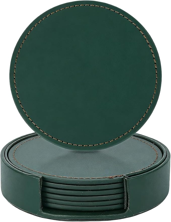 6PCS 4 Inch PU Leather Round Cup Holders Leather Coasters - Image 7