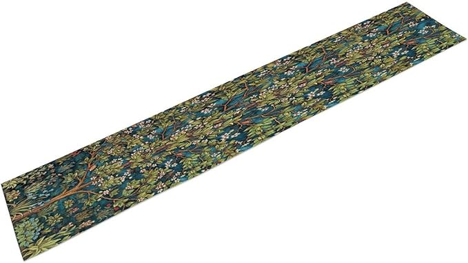 William Morris Floral Table Runner, Vintage Green Botanical Printed Table Runner - Image 7