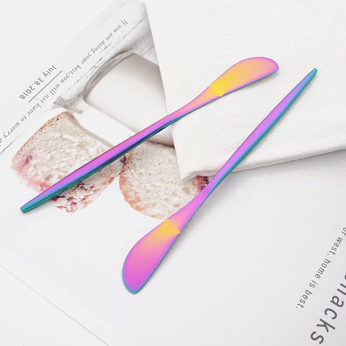 10 Pack Rainbow Cheese Spreader Knife, Stainless Steel Butter Spreader - Image 7