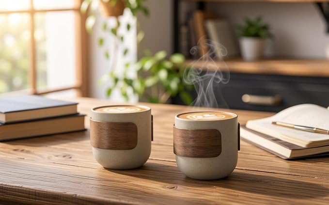 Ceramic Espresso Cups Set of 4, Natural Beige | Handleless Mug, - Image 9