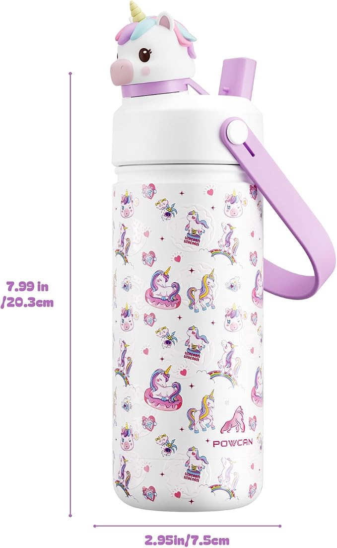 POWCAN Kids Water Bottle for School: 2-in-1 Straw Spout Lid - Image 8
