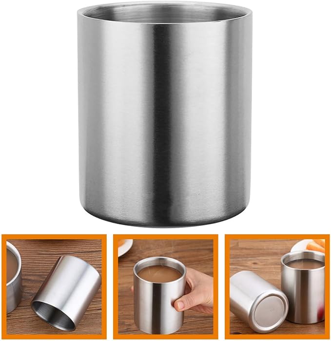 GALPADA Double Wall Stainless Steel Water Cup 260ml, Brushed Metal Insulated - Image 9