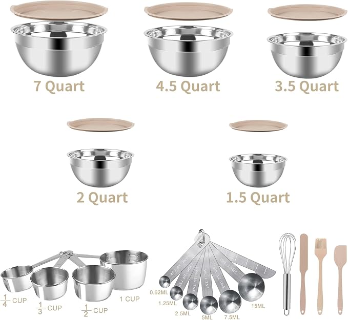 WEPSEN Mixing Bowls Set, Measuring Cups and Spoons - Image 9
