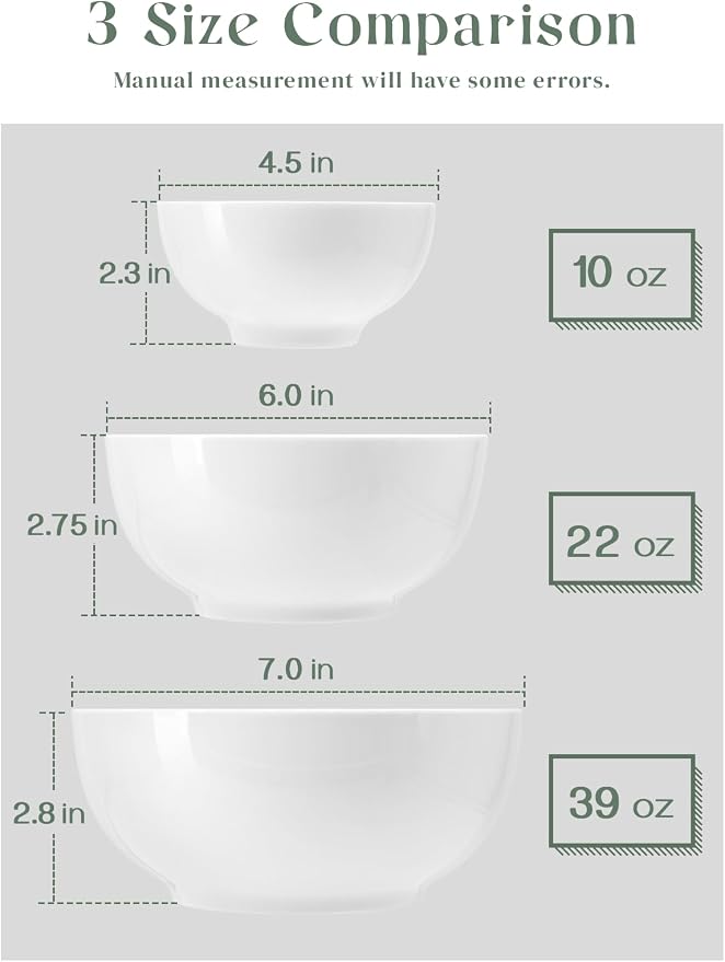 DOWAN 22 OZ White Ceramic Bowls Set of 4 - Image 9