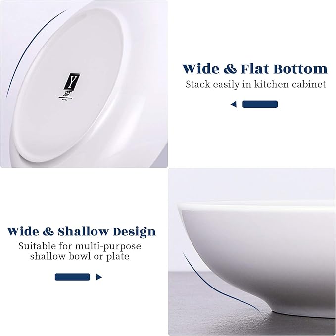 Y YHY Pasta Bowls 32oz, Ceramic Large Salad Serving Bowls, Shallow Soup Bowl - Image 7