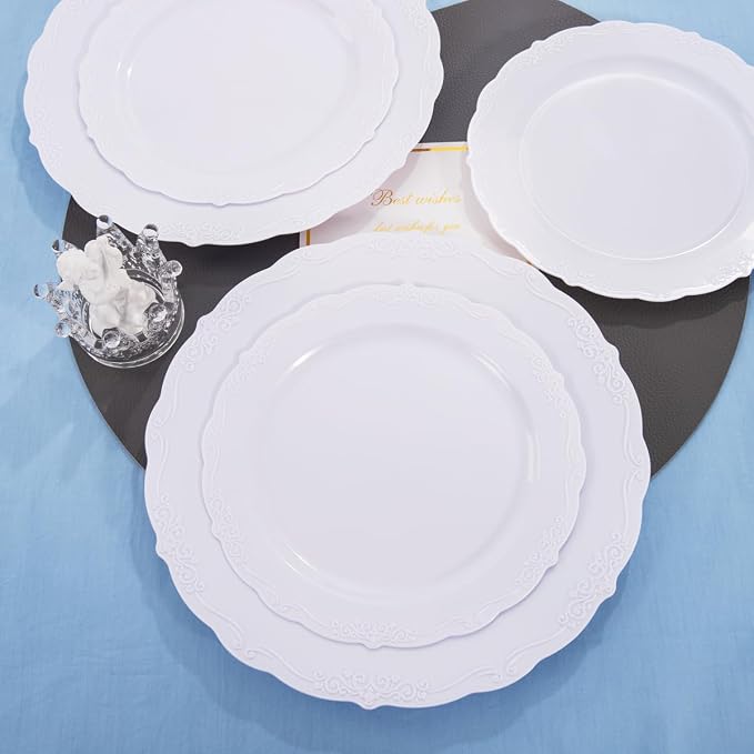 U-QE 60PCS White-Plastic-Plates - Image 9
