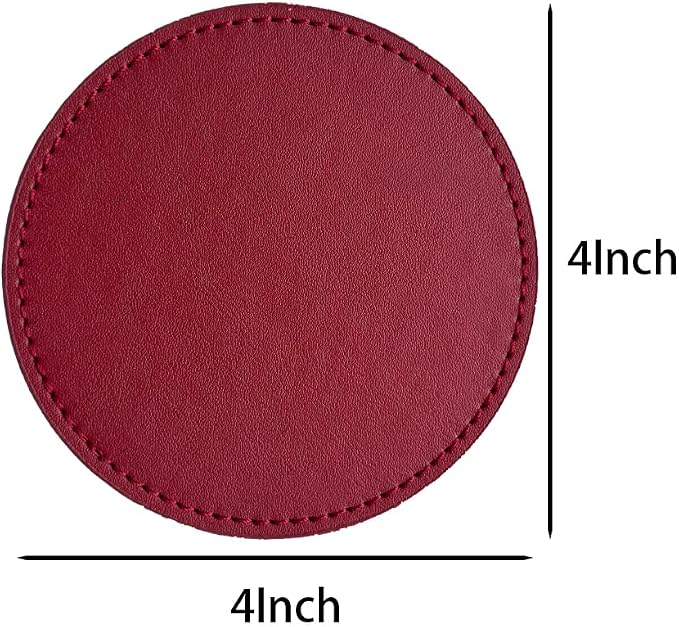 Set of 6 Leather Coasters, Round Coasters - Image 6