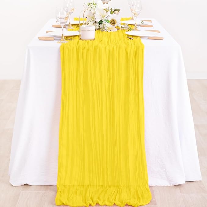 2 Pack Yellow Cheesecloth Table Runner 10ft Rustic Gauze Centerpiece | - Image 6