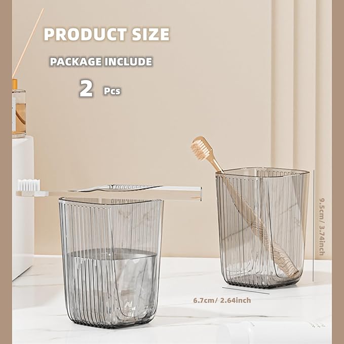 Chchmu Bathroom Toothbrush Cup 2 Pcs Minimalist Tumbler Cup Unbreakable - Image 7