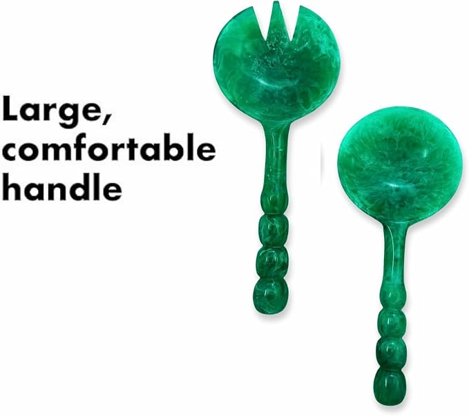SS Craft Premium Green Resin Salad Serving Spoon Set 2 Pcs Handcrafted Serving - Image 7