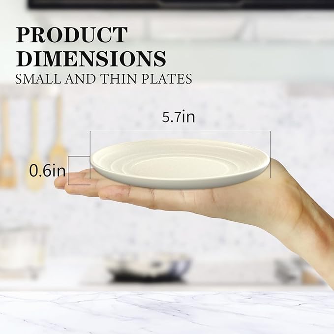 8 Pack Snack Plates, Unbreakable Wheat Straw Plate 5.7 Inch, Plastic Plates - Image 7