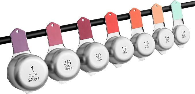 Spring Chef Magnetic Stainless Steel Measuring Cups Set of 7, Desert Sunset | - Image 9