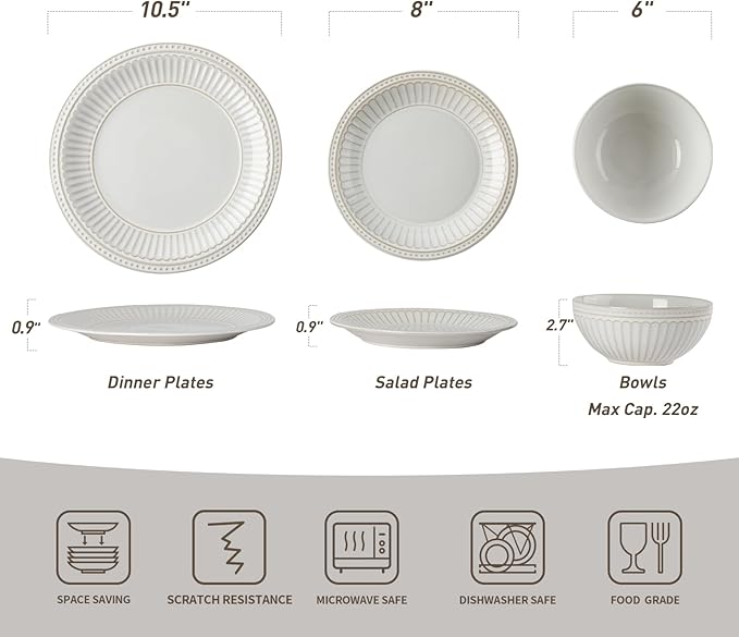 Famiware Ceramic Plates and Bowls Sets, Chip & Scratch Resistant, Microwave & - Image 6
