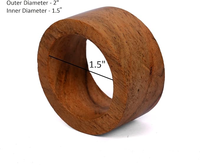 Handmade Acacia Wood Napkin Ring Set of 12 - Image 6