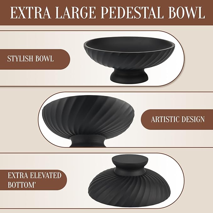 Deobath Large Resin Pedestal Decorative Bowl - Image 7