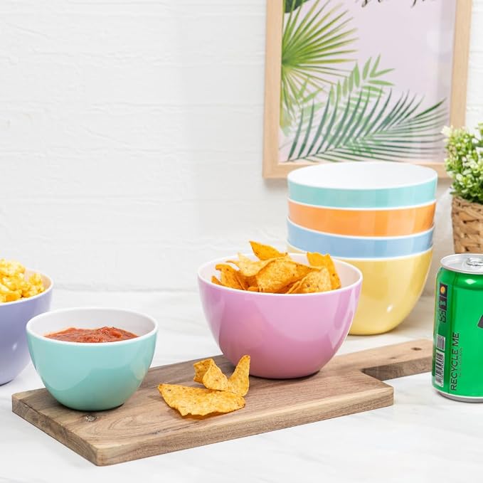 Set of 6 Large Bowls, 5.5-Inch 30.4 OZ ColorPop Melamine Bowls, Unbreakable - Image 7