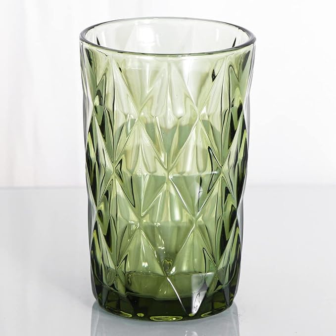 Bandesun Thick Glassware Drinking Glass set of 6 Diamond Kitchen Glasses - Image 7