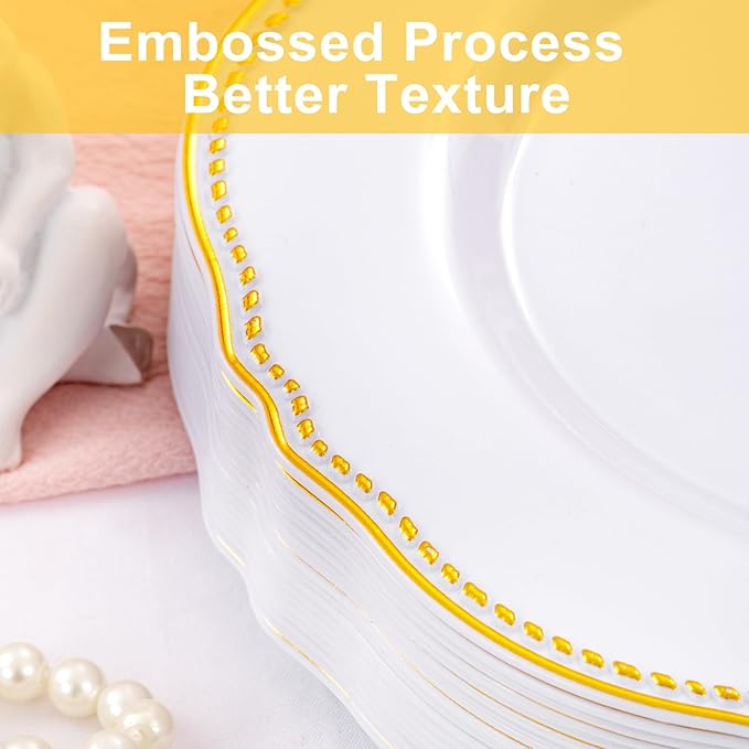 60pcs Gold Plastic Plates - Image 9