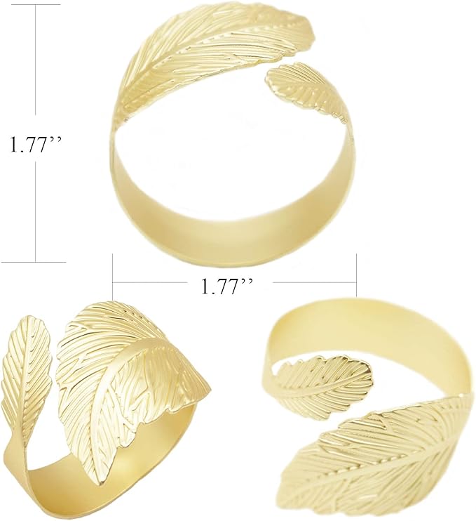 Gold Leaf Napkin Rings Set of 12, Leaves Napkin Rings - Image 7