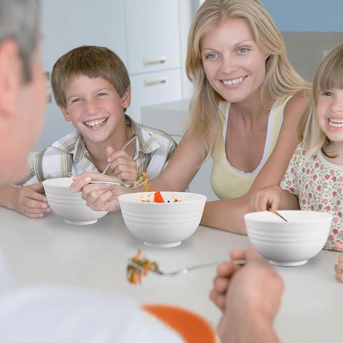 Wheat Straw Bowls Set of 8, Unbreakable White Cereal Bowl 26OZ, Microwave and - Image 7