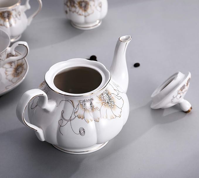 CHENP.HMC Tea Set 22-Piece Porcelain Ceramic Coffee | Tea Gift Sets Cups Saucer - Image 6