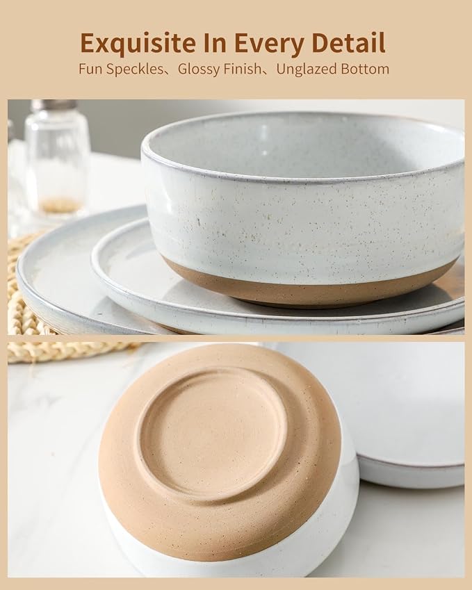 Hasense Plates and Bowls Sets, 3 Pieces Modern Porcelain Dishes Sets, Stoneware - Image 7