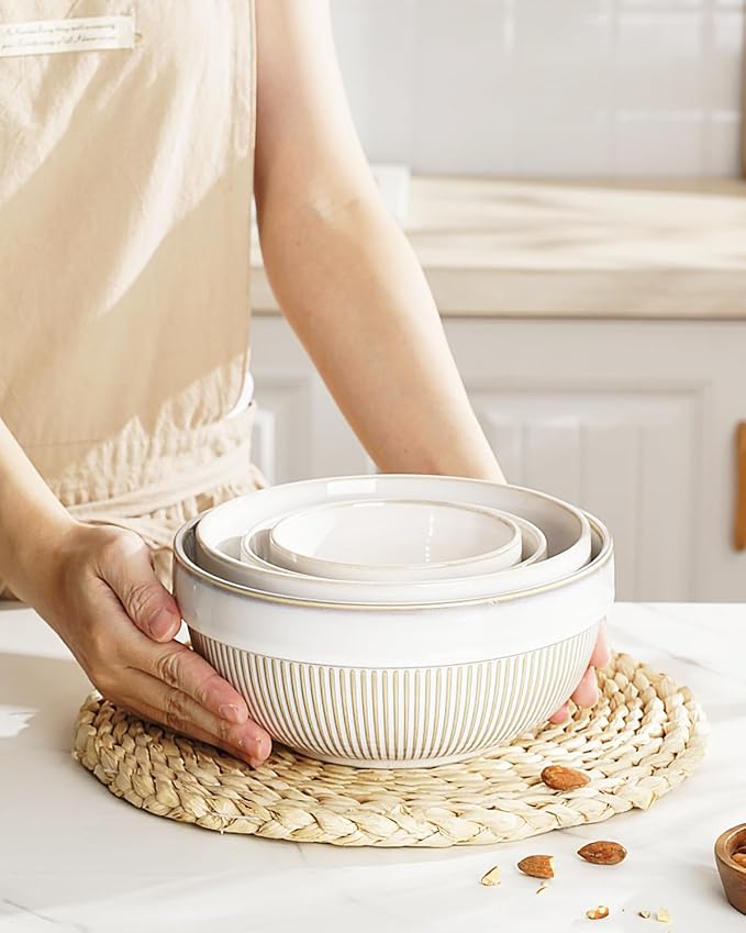getstar Large Serving Bowls Set of 4, 12/26/42/64 oz Ceramic Stoneware Nesting - Image 6