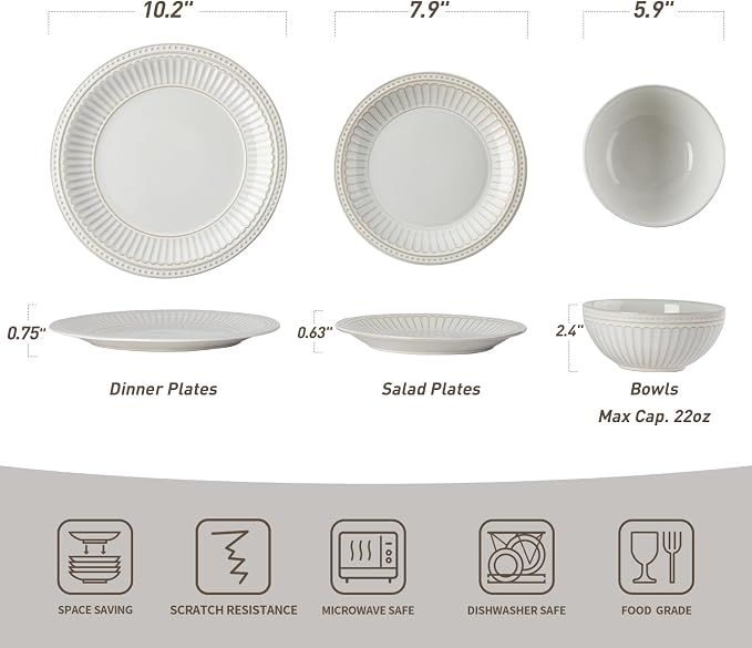 Famiware Ceramic Plates and Bowls Sets, Handmade Dishes Dinnerware - Image 6