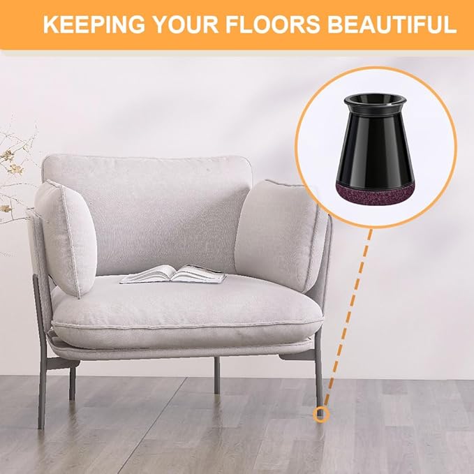 32 Pcs Chair Leg Protectors for Hardwood Floors, Silicone Felt Furniture Leg Cover Pad for Protecting Floors from Scratches and Noise, Smooth Moving,Black X-Small(Fit Round Diameter:1/2" to 5/16")