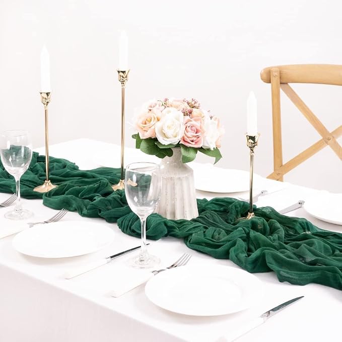 Emerald Green Cheesecloth Table Runner 10ft Boho Sheer Gauze Runner | - Image 6