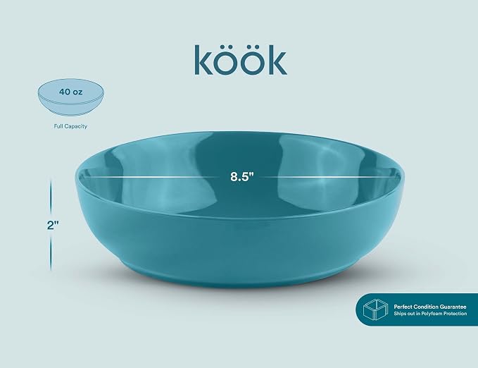 KooK Pasta Bowl, Salad Bowls, Serving Bowls, Large Capacity, Microwave & - Image 5