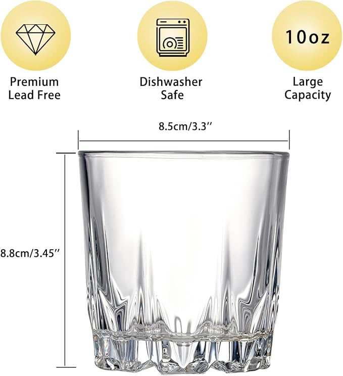 GLASKEY Whiskey Glasses Set of 4, Lead-Free Crystal Old Fashioned Glass - Image 9