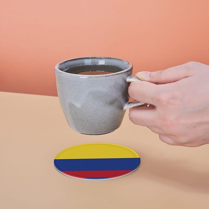 6 Pack Colombia Flag Leather Coaster - Image 7